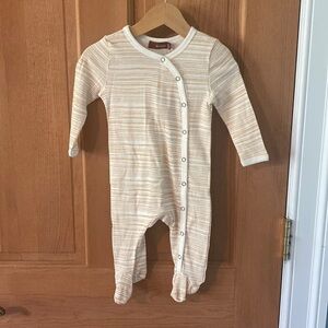 Milkbarn Long Sleeve One Piece Orange Striped Footed Romper, NEW, 0-3 months